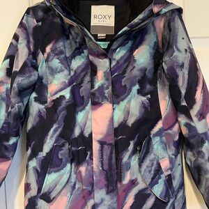 Roxy Girl’s Abstract Ski Jacket - Pink, Purple, Blue, Black